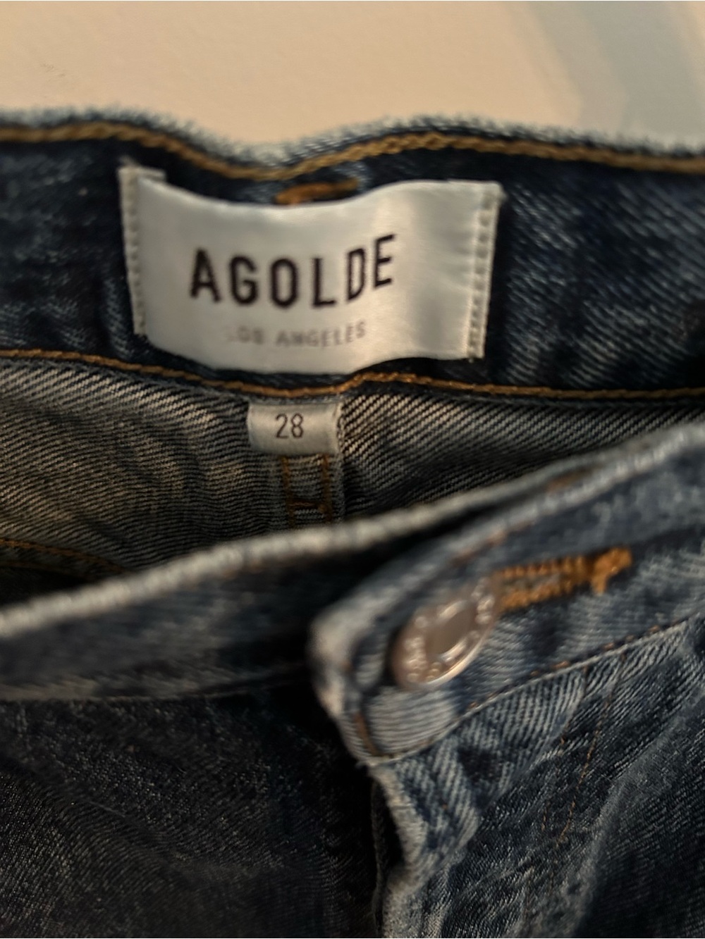 Agolde Dame Wide Leg Cuffed Jeans Tagged Size 28 Fit Size 30 Dark Wash - Picture 3 of 9
